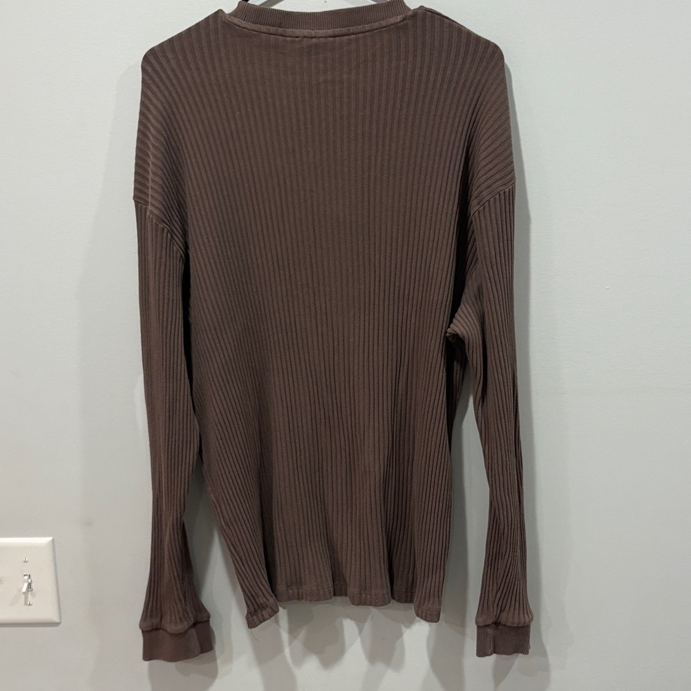 ASOS Brown Ribbed Sweater with Script Design - Picture 5 of 6